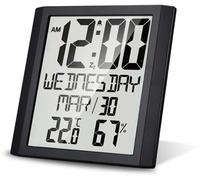 Horloge murale numérique avec écran LCD, affichage de la température intérieure et de l'humidité, mode silencieux pour le salon, la chambre à coucher et le bureau