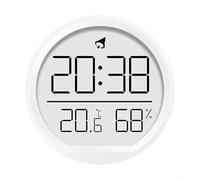 Horloge murale numérique avec humidité et affichage de la date, thermomètre de cuisine, hygromètre pour chambre à coucher, bureau, climat intérieur pour réfrigérateur (blanc)
