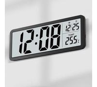Horloge murale numérique avec LED, affichage de la température, calendrier, mode silencieux