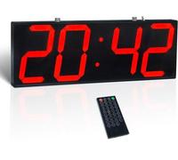 Horloge murale numérique avec minuterie, affichage de la température, alarme, grand écran, rouge