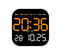 Horloge murale numérique avec télécommande - Affichage LED - Affichage de l'heure, de la température, de la date et du jour - Minuterie d'alarme - 10 niveaux de luminosité - Support de bureau ou