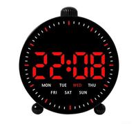 Horloge murale numérique avec télécommande, affichage LED indiquant l'heure, la date et la température intérieure, matériau ABS pour la maison, le bureau, la salle de sport, la salle de classe, rouge