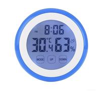 Horloge murale numérique avec thermomètre et hygromètre, affichage rétroéclairé pour la température, l'humidité, le temps dans la chambre à coucher, noir (bleu)