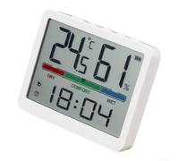Horloge murale numérique avec thermomètre et hygromètre, écran LCD pour la température, l'humidité, fonction alarme, moniteur d'intérieur compact pour la maison, le bureau, la chambre à coucher, 9,4 x