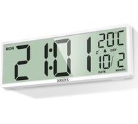 Horloge murale numérique blanche de 14,5 pouces avec calendrier et affichage de la température