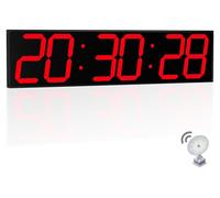 Horloge murale numérique de 27 pouces, synchronisation de l'heure par GPS, minuteur, alarme, couleur rouge