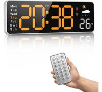 Horloge murale numérique de 30,5 cm avec télécommande et prévisions météo