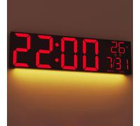 Horloge murale numérique de 76 cm (30 pouces), LED, rouge/bleu/blanc, avec télécommande et minuterie