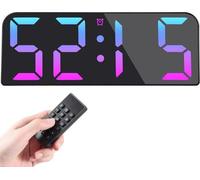 Horloge murale numérique de 95 pouces avec port USB et télécommande - Choix de couleurs RVB, affichage de l'heure et compte à rebours