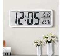 Horloge murale numérique - DEMA - Écran LCD 8 pouces - Affichage heure, température, date - Alimentation piles ou USB