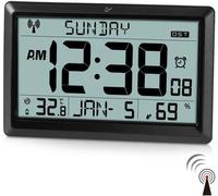 Horloge murale numérique, écran de 10,5 pouces, calendrier, réglage de la température et de l'humidité, date, jour de la semaine, passage à l'heure d'été automatique
