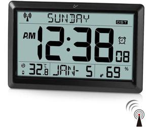 Horloge murale numérique, écran de 10,5 pouces, calendrier, réglage de la température et de l'humidité, date, jour de la semaine, passage à l'heure d'été automatique