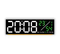 Horloge murale numérique, horloge-coquille blanche verte
