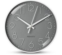 Horloge murale numérique, horloge murale moderne, horloge murale à piles, horloge murale ronde, design numérique, pour le salon, le bureau, la cuisine ou la chambre d'enfant (grise, 20 cm)