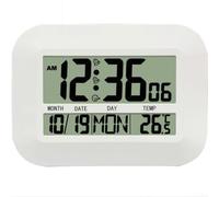 Horloge murale numérique LCD pour espace de vie, autocollant mural multifonctionnel avec température et alarme, article de décoration d'intérieur moderne (blanc)