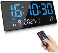 Horloge murale numérique LED 15,5 pouces avec calendrier et affichage de la température