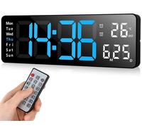 Horloge murale numérique LED, 33 cm, avec minuterie, réveil et télécommande