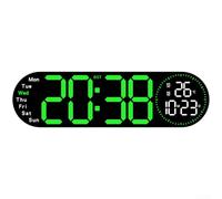 Horloge murale numérique LED 43 cm avec double alarme, affichage de la température et de la date, compte à rebours, luminosité réglable, fixation murale ou sur table pour la maison, la chambre à