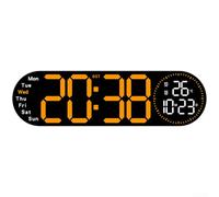 Horloge murale numérique LED 43 cm avec double alarme, affichage de la température et de la date, compte à rebours, luminosité réglable, fixation murale ou sur table pour la maison, la chambre à