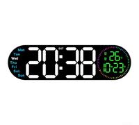 Horloge murale numérique LED 43 cm avec double alarme, affichage de la température et de la date, compte à rebours, luminosité réglable, fixation murale ou sur table pour la maison, la chambre à