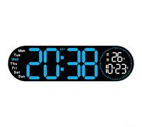Horloge murale numérique LED 43 cm avec double alarme, affichage de la température et de la date, compte à rebours, luminosité réglable, fixation murale ou sur table pour la maison, la chambre à