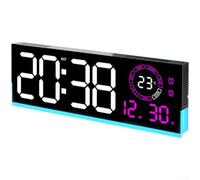 Horloge Murale Numérique LED avec Double pour réveil et Thermomètre(D) | pour affichage LED clair, pour réveil indépendant, la nuit, thermomètre intégré, design moderne