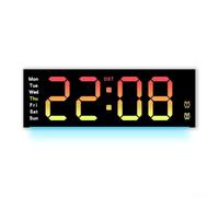 Horloge Murale Numérique LED avec Minuteur, pour affichage RGB, | ABS Material, 10-level Brightness, Real-time Temperature, Wall Or Desk Mount, pour ideal For Gym Office Kitchen