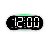 Horloge murale numérique LED grand écran avec date, température, alarme, design en bois, décoration d'intérieur moderne pour salon, chambre à coucher, bureau, ou (noir + vert)