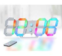 Horloge murale numérique RVB de 9,7 pouces avec télécommande