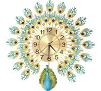 Horloge murale « Paon » - Horloge murale - Ø 60 cm - Acrylique - Aiguilles analogiques - Design moderne - Pour le salon - Multicolore