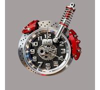 Horloge murale personnalisée sur le thème de l'amortisseur de choc de roue de course pour décoration de salon, chambre à coucher, bureau. Horloge murale imprimée 2D personnalisée pour moteur