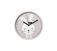 Hama Horloge Murale pour Enfant « Lovely Bunny » sans tic-tac (Horloge Ronde avec Motif Lapin, Horloge Murale à Quartz à Piles, avec trotteuse, pour Chambre d'enfant, idéale comme Horloge