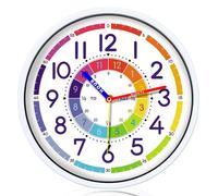Horloge murale pour enfants, diamètre 30 cm, silencieuse, colorée