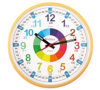 Horloge murale pour enfants, modèle analogique, diamètre 30 cm, avec exercices pour apprendre à lire l'heure