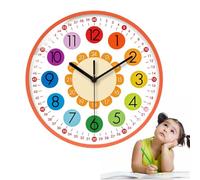 Horloge Murale pour | Horloge Murale silencieuse colorée pour Enfant | Horloge à Cadran pour l'éducation précoce, Aide à l'apprentissage de l'heure pour l'école, Les salles de Classe, Les
