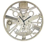 Horloge murale pour salon de coiffure, diamètre 30 cm – Horloge ronde en bois imitation chêne
