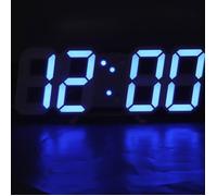 Horloge Murale - QIILU - Minuterie de Réveil Numérique - LED 3D - Blanc - Multifonctionnelle