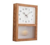 Horloge murale r é tro japonaise en bois de noyer et verre petite d é corat | Horloge murale rétro japonaise en bois de noyer et verre, petite horloge rectangulaire décorative avec pendule pour salon, cu