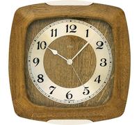 Horloge murale radio AMS chêne/ verre