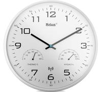 Horloge murale radio Mebus avec thermomètre/hygromètre, blanc