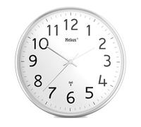 Horloge murale radio moderne Mebus. Boîtier métallique en argent. 30 cm de diamètre. Modèle 52680