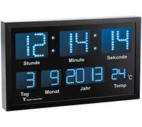 Lunartec Horloge murale radio-pilotée à LED bleues