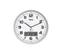 Horloge murale radio-pilotée "Extra" av. indic. de date et de tempér.