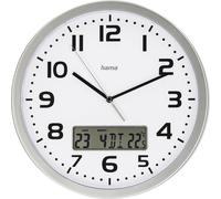 Horloge murale radio-pilotée "Extra" av. indic. de date et de tempér.