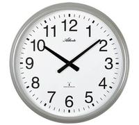 Horloge murale radio-pilotée grosses aiguilles entourage chromé Ø 42 cm