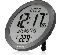 Horloge murale radio-pilotée Kienzle, horloge de table avec affichage de la température, écran de 18,7 cm, heure DCF, date, 2 alarmes, fonction snooze, couleur anthracite