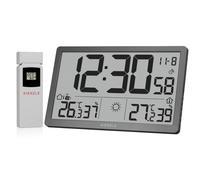 Horloge murale radio-pilotée météo kienzle jumbo neo lcd grise