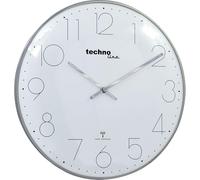 Horloge Murale Radio-pilotée Moderne en Filigrane avec Couvercle en Verre bombé et Cadran très Clair, Ø 40 cm, Aspect chromé