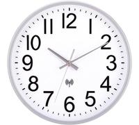Horloge murale radiocommandée, 30 cm, argentée, à piles