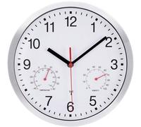 Horloge murale radiocommandée avec thermomètre et hygromètre, horloge murale silencieuse sans tic-tac, 10 pouces (blanche)